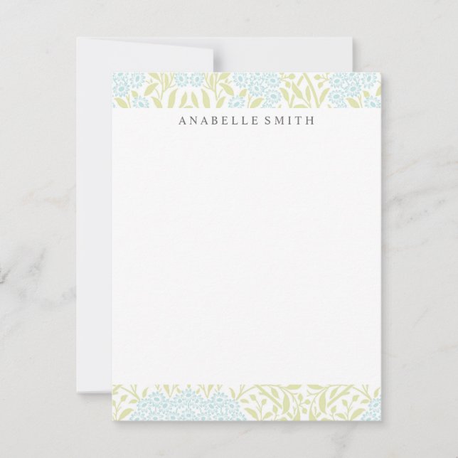 Carte Motif de Damas florales vertes et à la menthe (Devant)