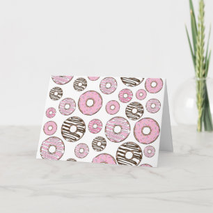 Carte Motif De Donuts, Donuts Roses, Donuts Blancs