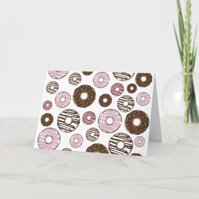 Carte Motif De Donuts, Donuts Roses, Donuts Brown (Devant)