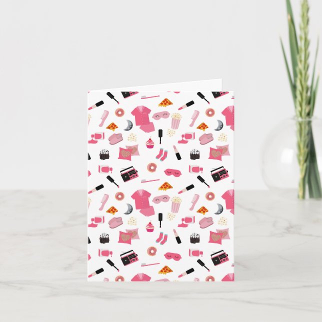 Carte Motif de Fille Rose de la fête de bois (Devant)