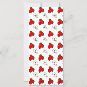 Carte Motif de fraises et de fleurs rouges rétro