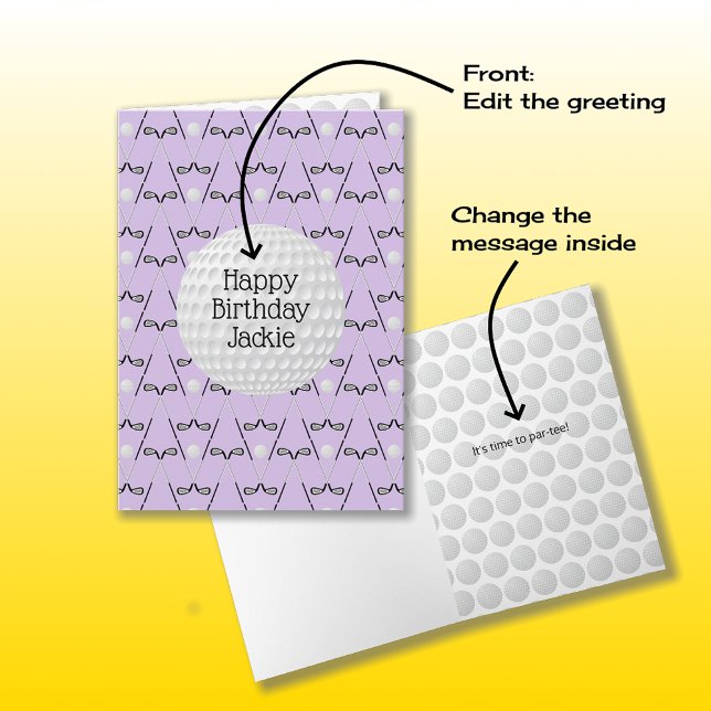 Carte Motif de golf nom personnalisé anniversaire (Créateur téléchargé)