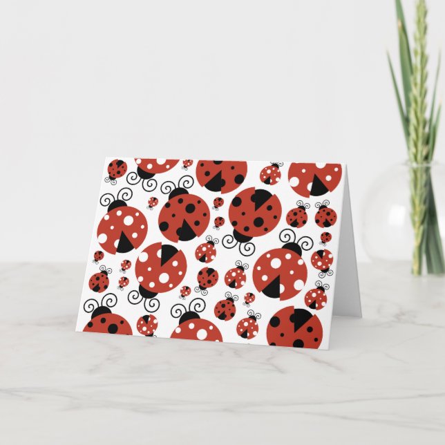 Carte Motif De Ladybugs, Mignons Ladybugs, Red Ladybugs (Devant)