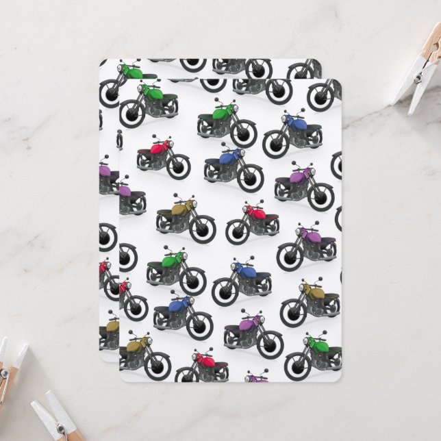 Carte Motif de moto multicolore (Devant/Arrière en situation)