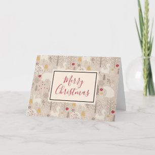 Carte Motif de Noël avec des animaux mignons de la forêt