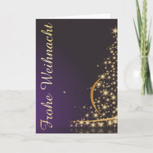Carte Motif de Noël violet foncé avec sapin de Noël