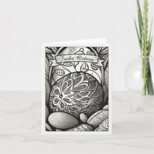 Carte Motif de Pâques monochrome Cartoon avec œufs de Pâ