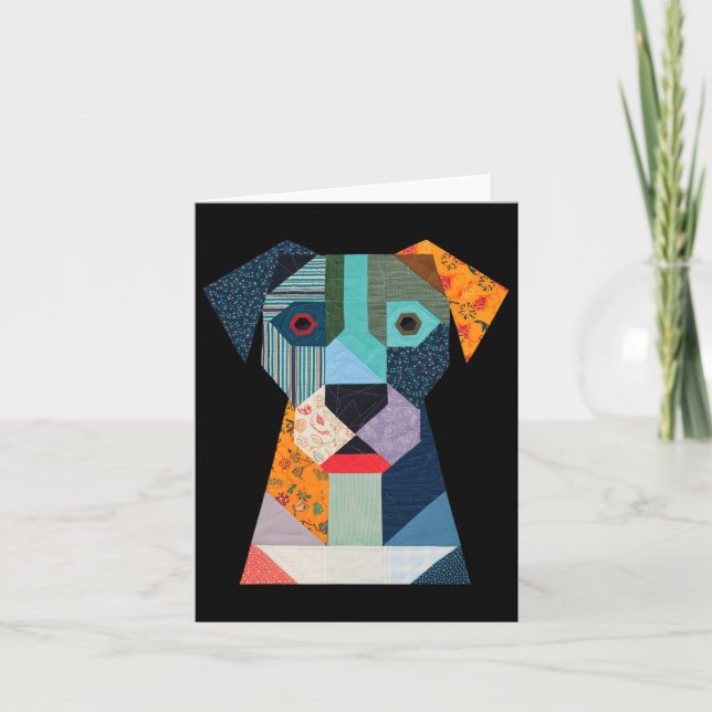 Carte Motif de patchwork de chien pour amateur de patchw (Devant)