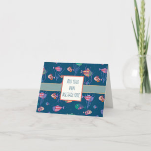 Carte Motif de poisson mignon amusant bleu Inspirivity C