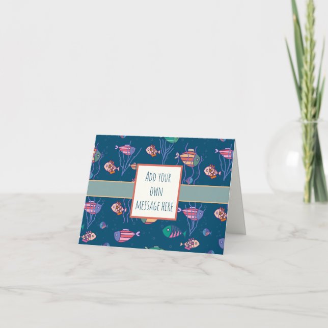 Carte Motif de poisson mignon amusant bleu Inspirivity C (Devant)