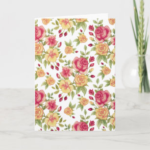 Carte Motif de roses et boutons de rose rouges et jaunes