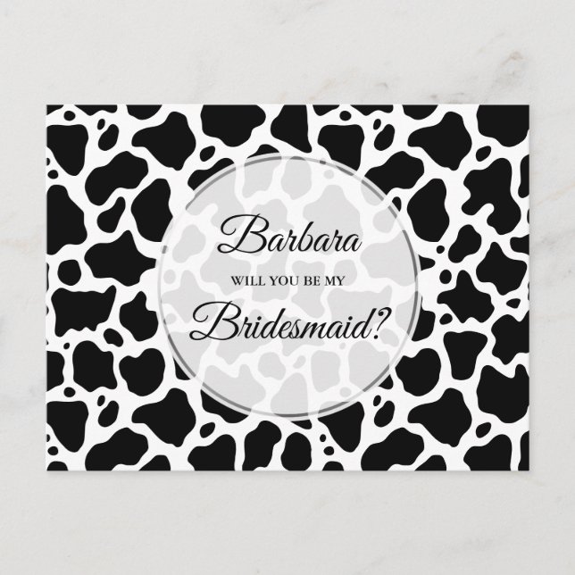 Carte Motif de vache Arrière - plan Bridesmaid (Devant)