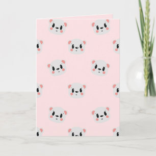Carte Motif de visage d'ours kawaii mignon sur rose past