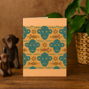 Carte Motif de visage ethnique africain Masque tribal