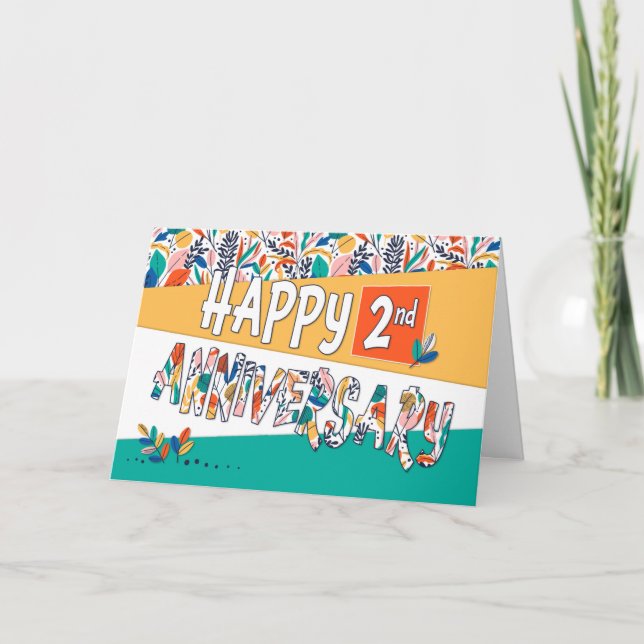 Carte Motif des couleurs vives du 2e anniversaire de l'e (Devant)