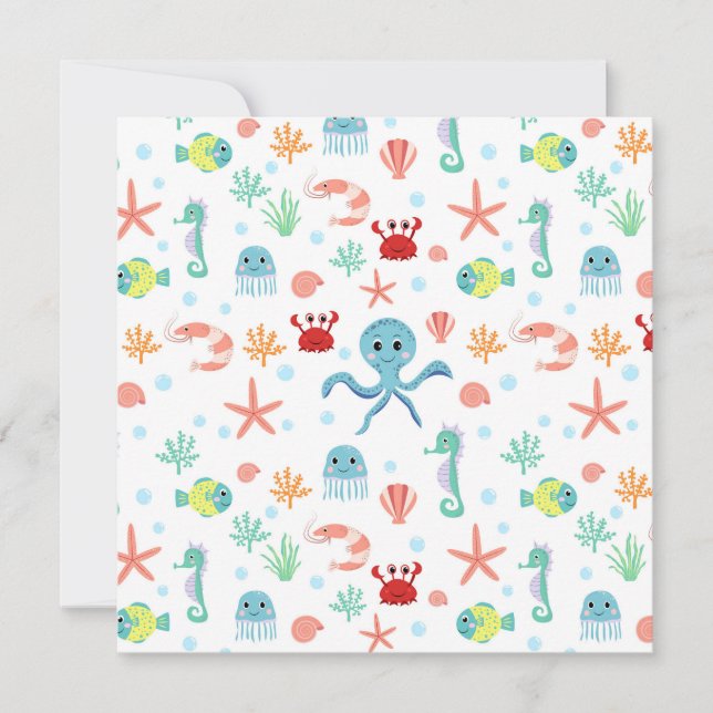 Carte Motif du monde marin (Devant)