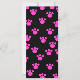 Carte Motif Empreinte de patte rose et noir.
