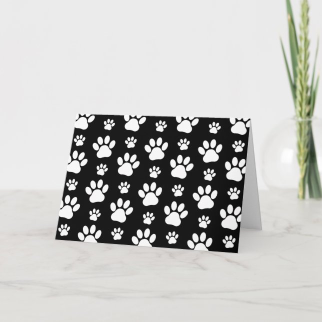 Carte Motif, Empreintes de pattes, pattes de chien, noir (Devant)