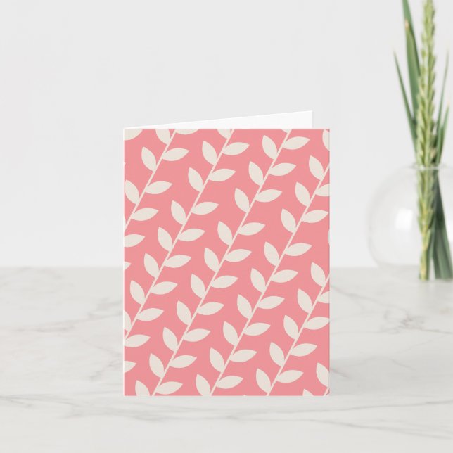 Carte Motif Feuille rétro les années 70 rose personnalis (Devant)