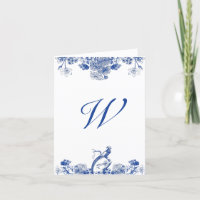 Motif Floral bleu et blanc en Chine Monogramme