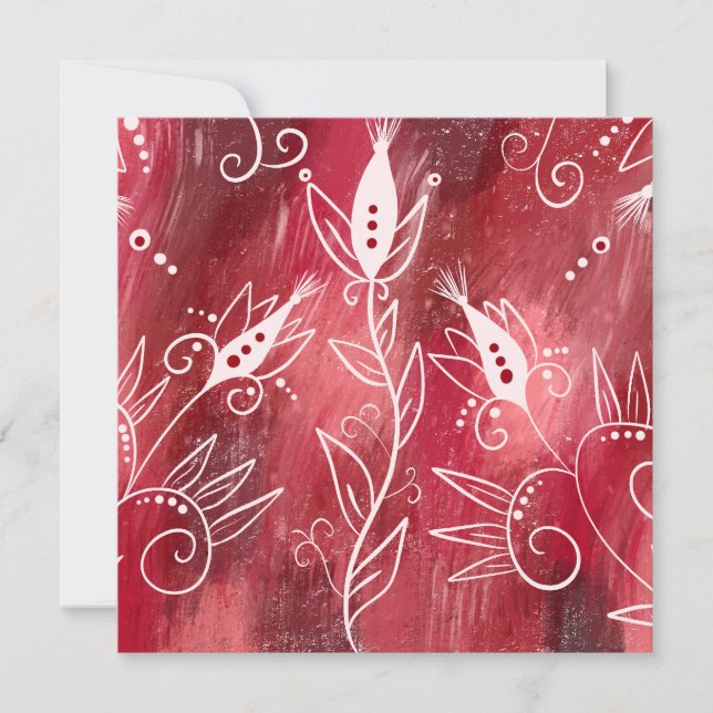 Carte Motif Floral Rouge Et Blanc (Devant)