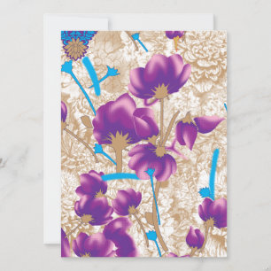 Carte Motif floral vif avec violet et bleu f
