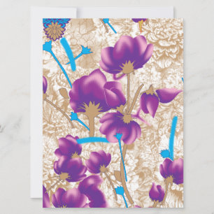 Carte Motif floral vif avec violet et bleu f
