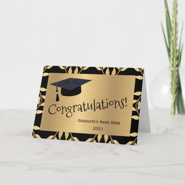 Carte Motif Gold Black Félicitations Graduation (Devant)