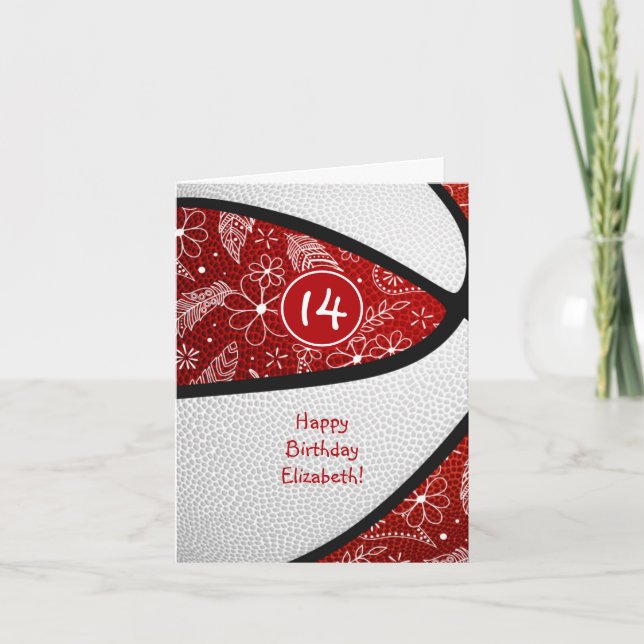 Carte motif gribouillé rouge blanc basket-ball pour tout (Devant)