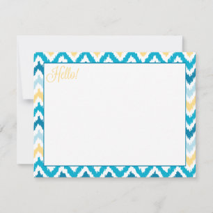 Carte Motif Ikat de la tribu des Zigzag bleu jaune