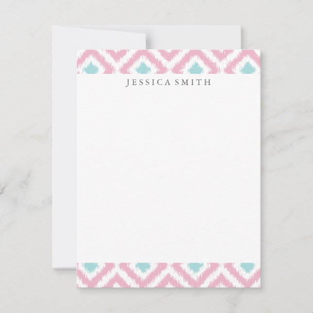 Carte Motif Ikat de menthe rose pâle (Devant)