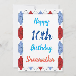 Carte Motif Jacquard En Rouge Et Bleu