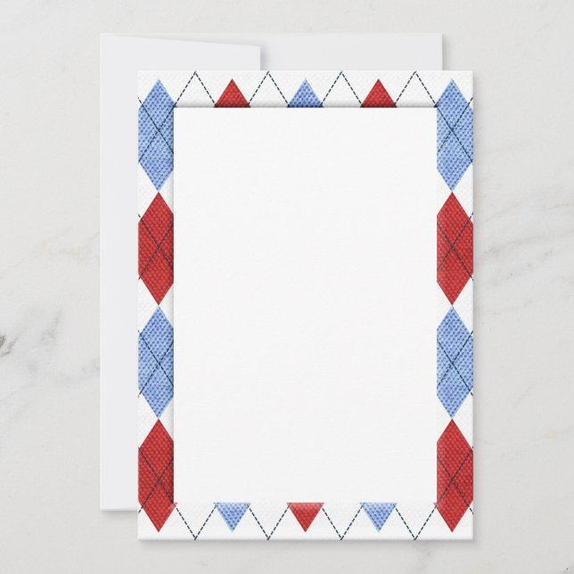 Carte Motif Jacquard En Rouge Et do-it-yourself Bleu (Devant)