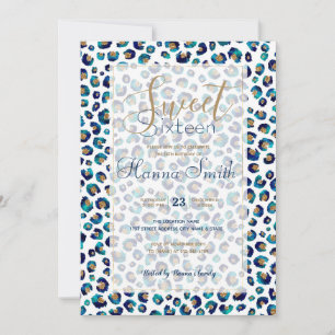 Carte Motif Léopard Pailleté Or Bleu
