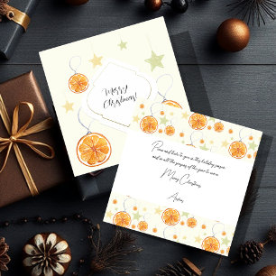 Carte Motif Moderne Élégant Oranges et Étoiles sur Fond 