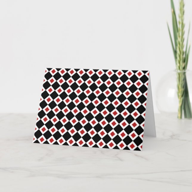 Carte Motif noir, blanc, diamant rouge (Devant)