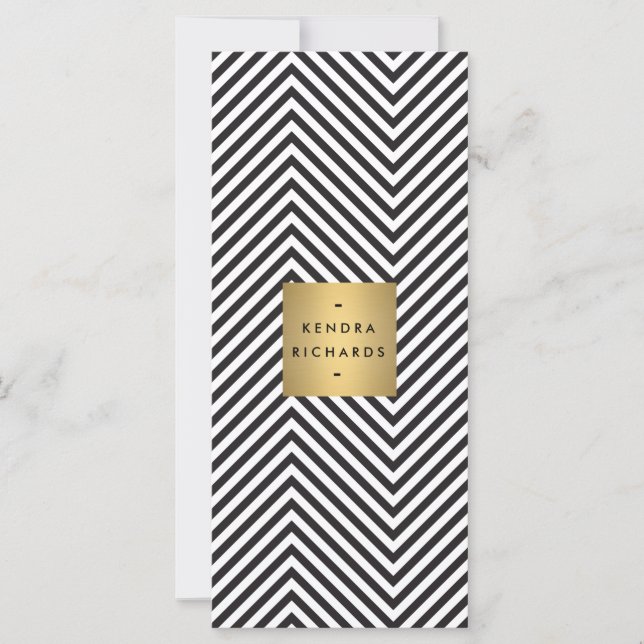 Carte Motif noir et blanc rétro Gold Nom Logo 2 (Devant)