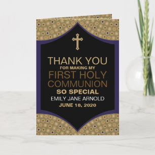 Carte Motif persan, première sainte communion Merci