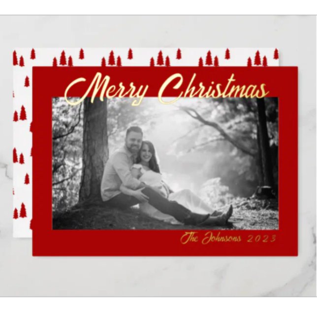 Carte Motif Red Gold Foil Christmas Tree (Créateur téléchargé)