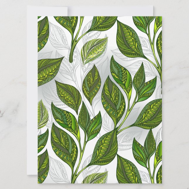 Carte Motif sans couture avec Feuilles de thé vert (Devant)