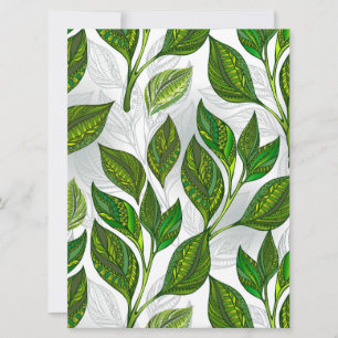 Carte Motif sans couture avec Feuilles de thé vert