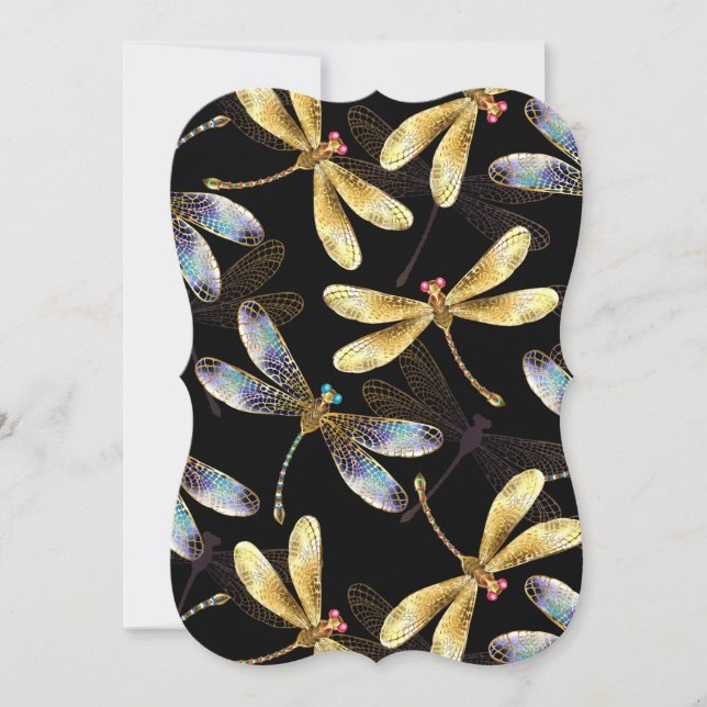 Carte Motif sans couture avec libellules d'or (Devant)