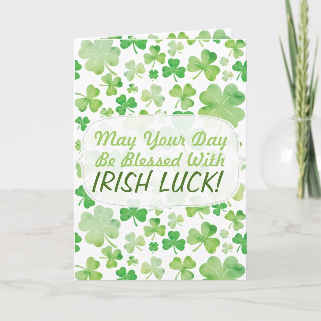Carte Motif Shamrock Jour de la Saint Patrick vert (Devant)