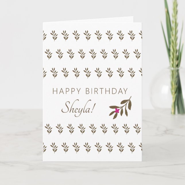 Carte Motif simple feuille tropicale dessin Anniversaire (Devant)