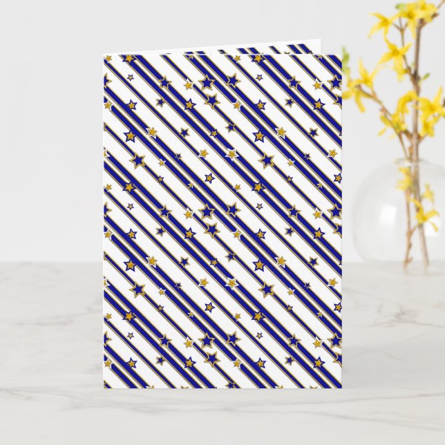 Carte Motif Stars & Stripes or rouge ou bleu (Fleur jaune)
