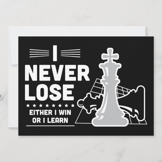 Carte Motivational Never Lose Chess Quote Black White (Devant)