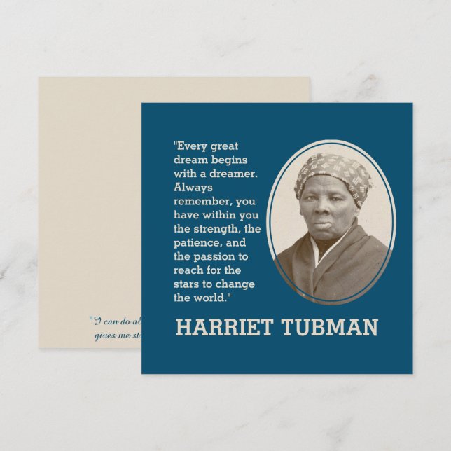 Carte Motivationnel CHAQUE GRAND RÊVE Harriet Tubman (Devant / Derrière)