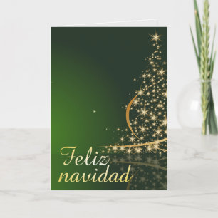 Carte Motivo navideño verde con arbol de navidad.