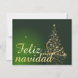 Carte Motivo navideño verde con arbol de navidad.