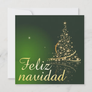 Carte Motivo navideño verde con arbol de navidad.
